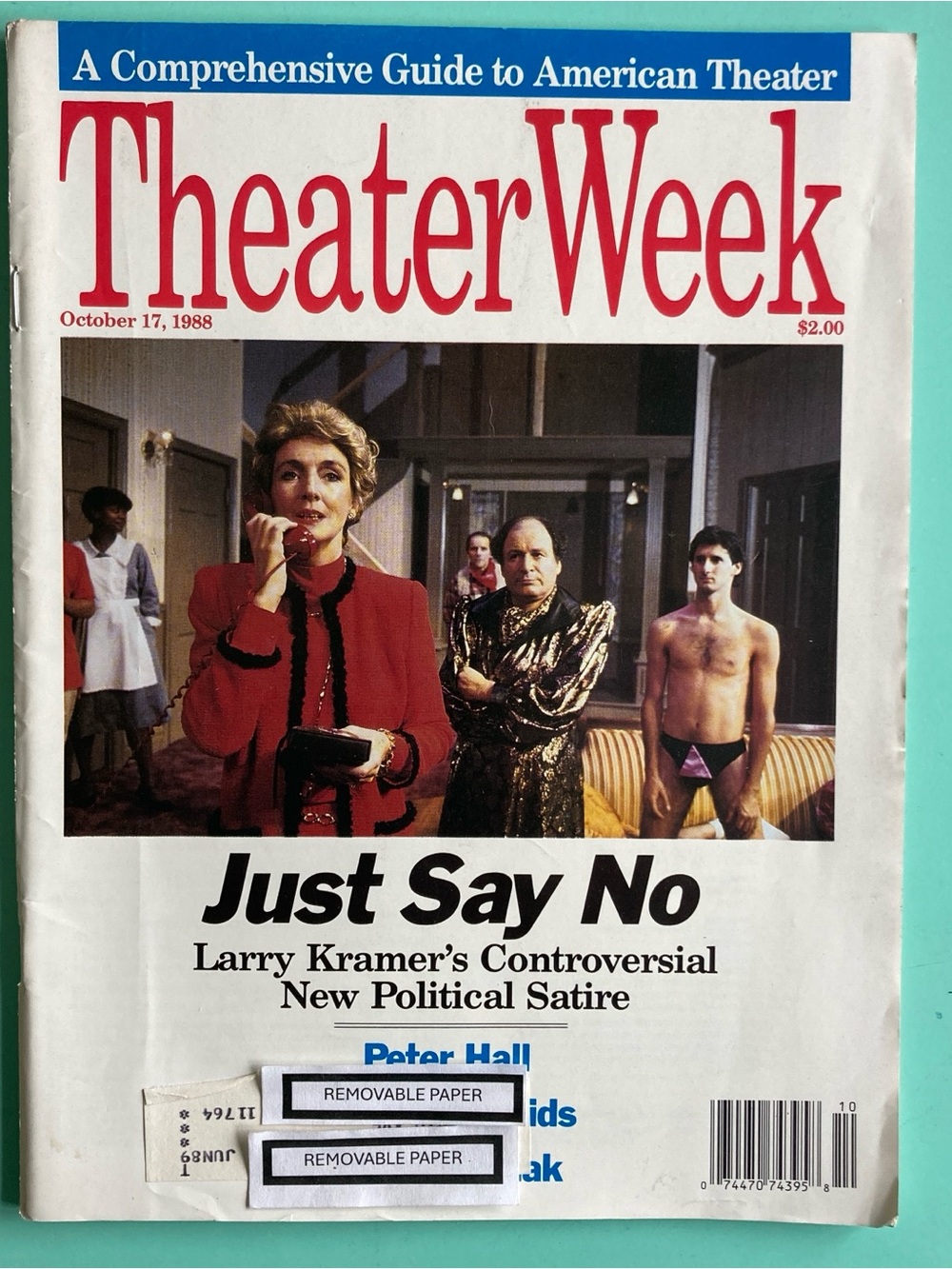 Larry Kramer Just Say No Theater Week Magazine October 17 1988 Address Attached